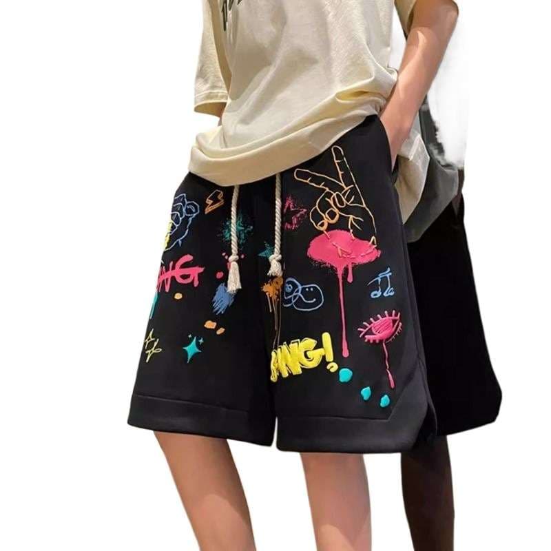 レディース カラフルグラフィティ柄スウェットパンツ