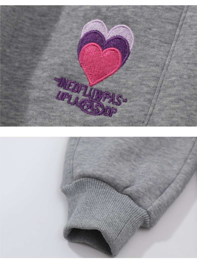 レディース ハートモチーフ刺繍入りスウェットパンツ