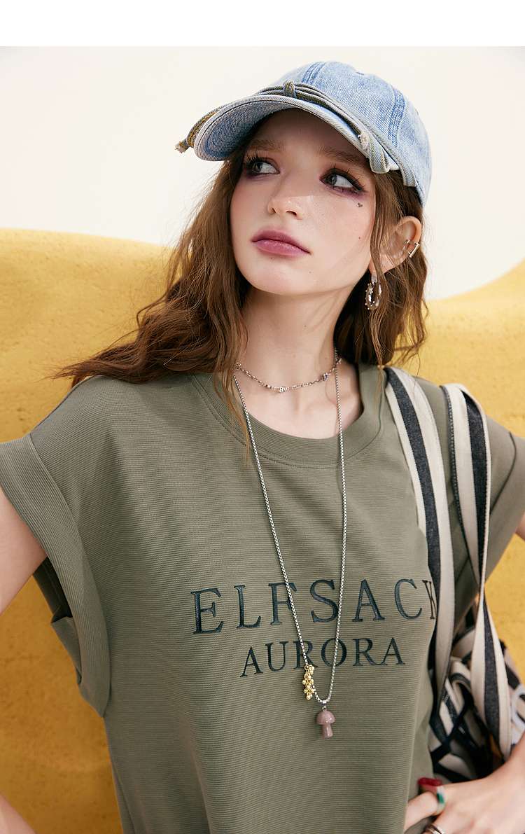 レディース スウェット ELFSACKロゴ入りカジュアルTシャツワンピース