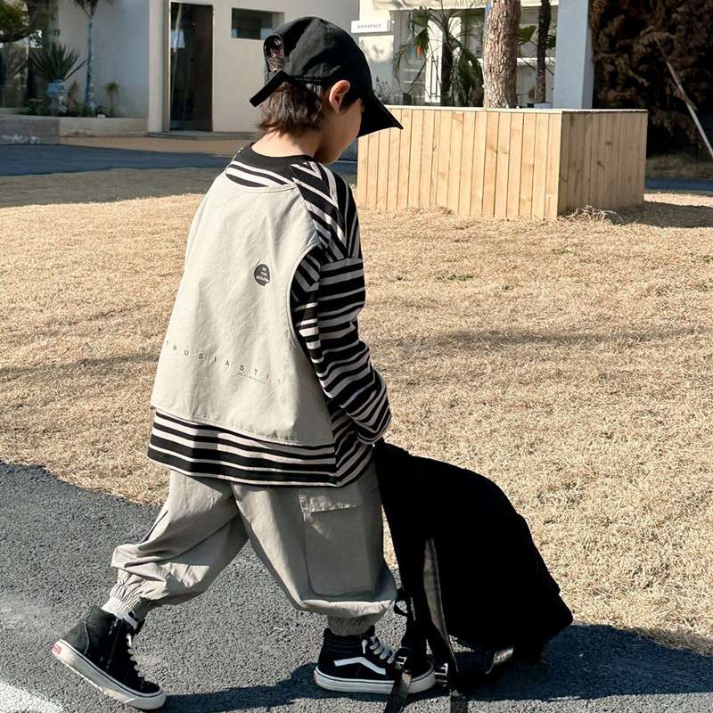 レディース スウェット ボーダー切り替えオーバーサイズトップス