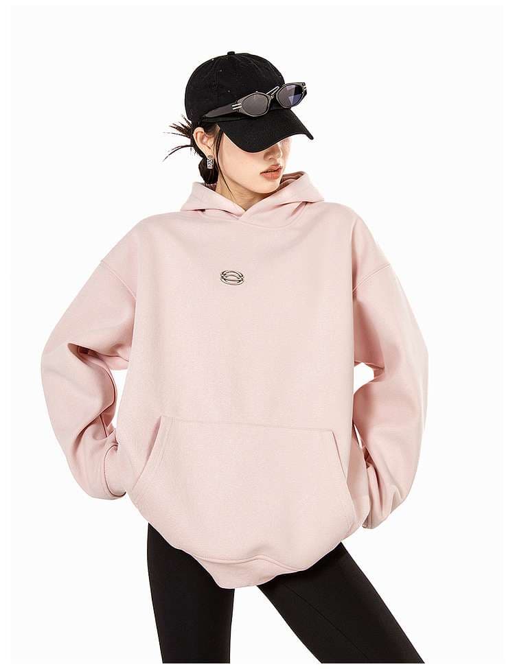 レディース スウェット オーバーサイズ ミニマルロゴ パーカー