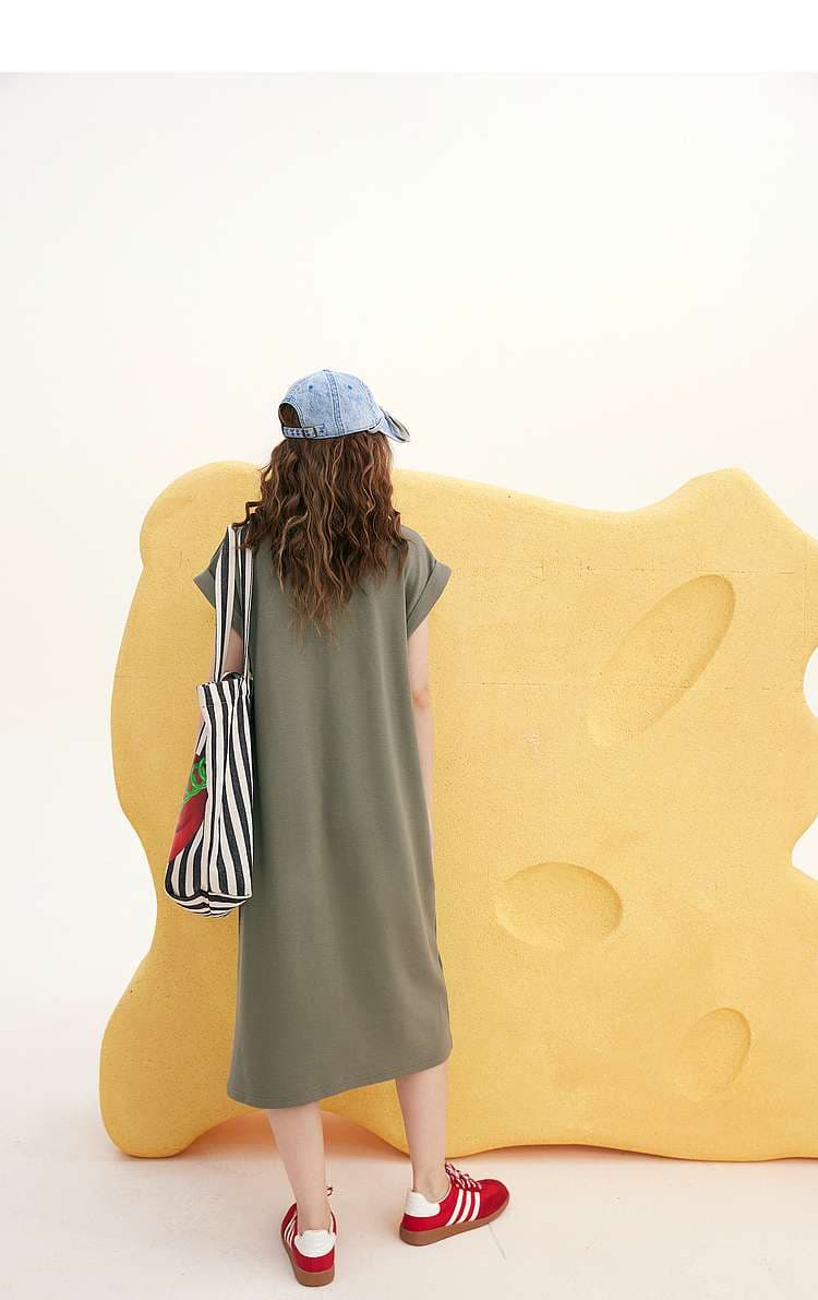 レディース スウェット ELFSACKロゴ入りカジュアルTシャツワンピース