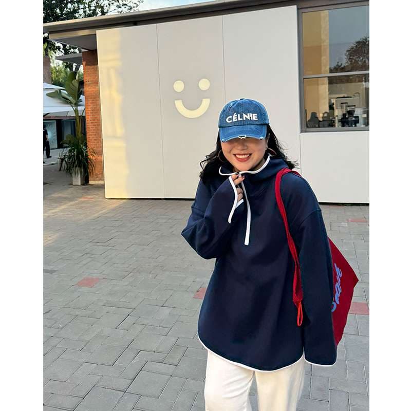 レディース ゆったりシルエットハーフジップスウェット