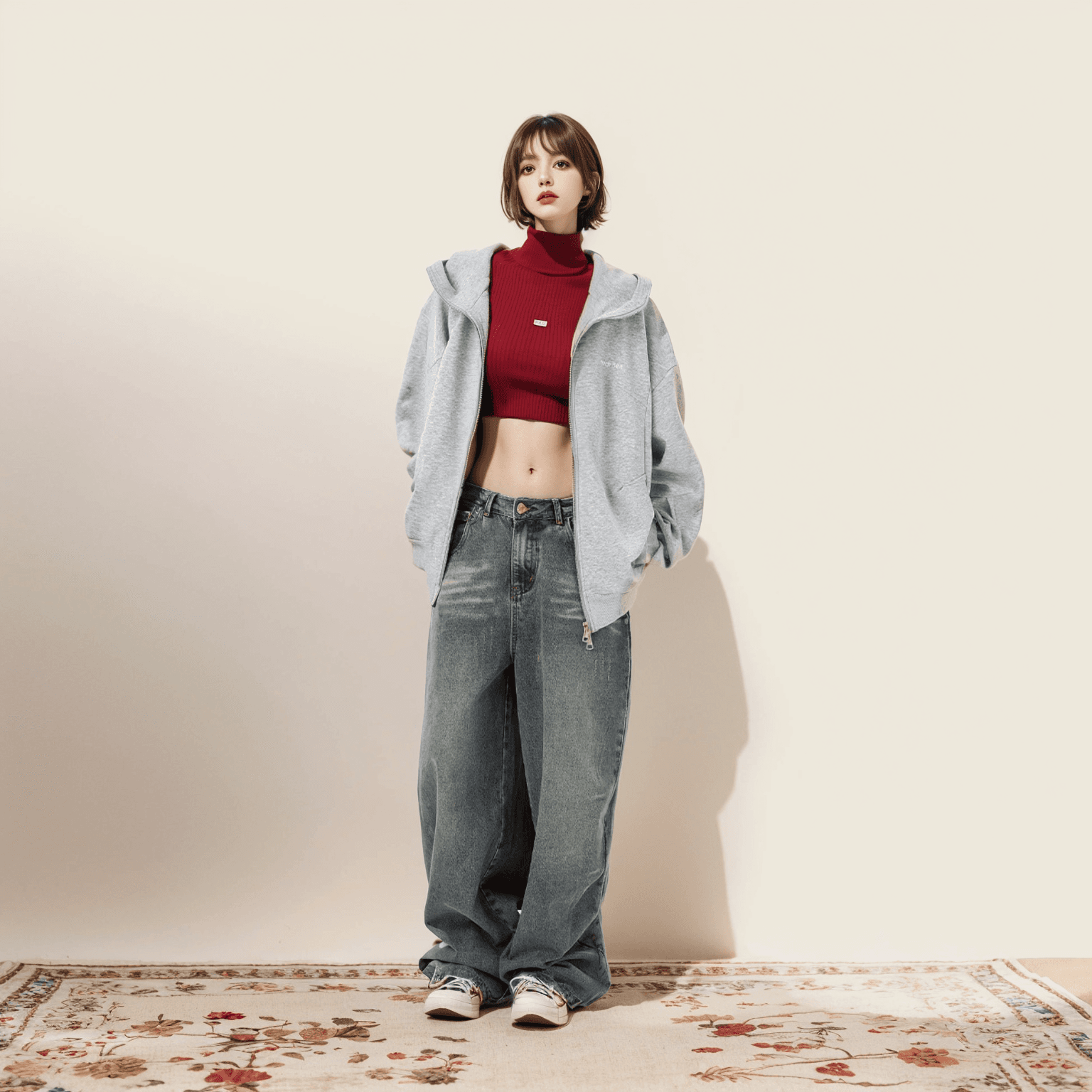 レディース スウェット オーバーサイズ ジップアップ パーカー