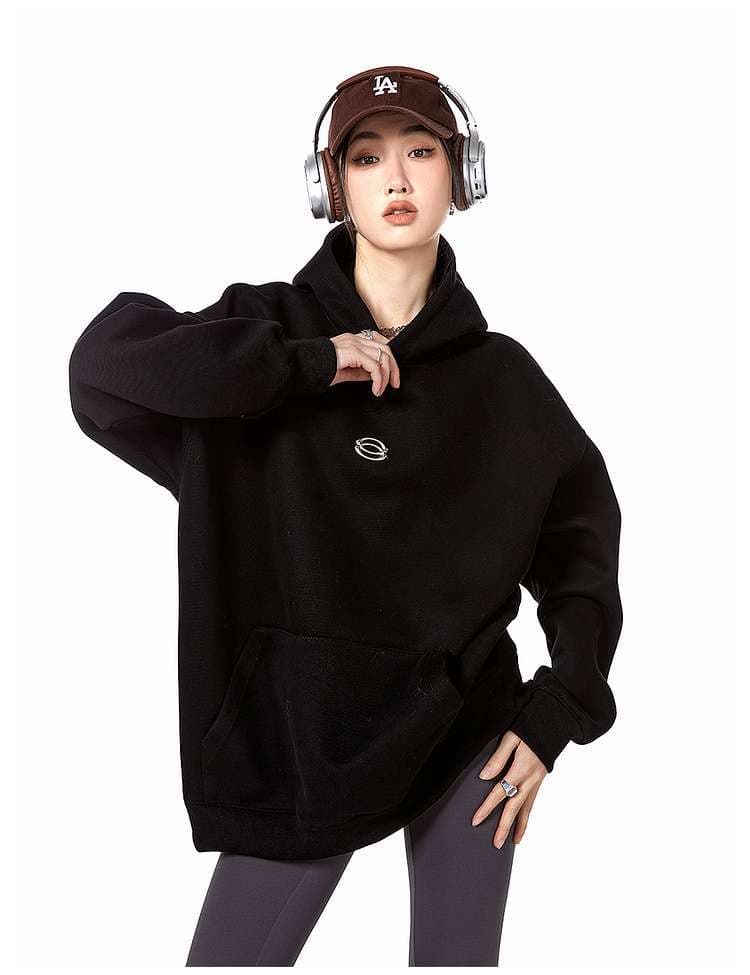 レディース スウェット オーバーサイズ ミニマルロゴ パーカー