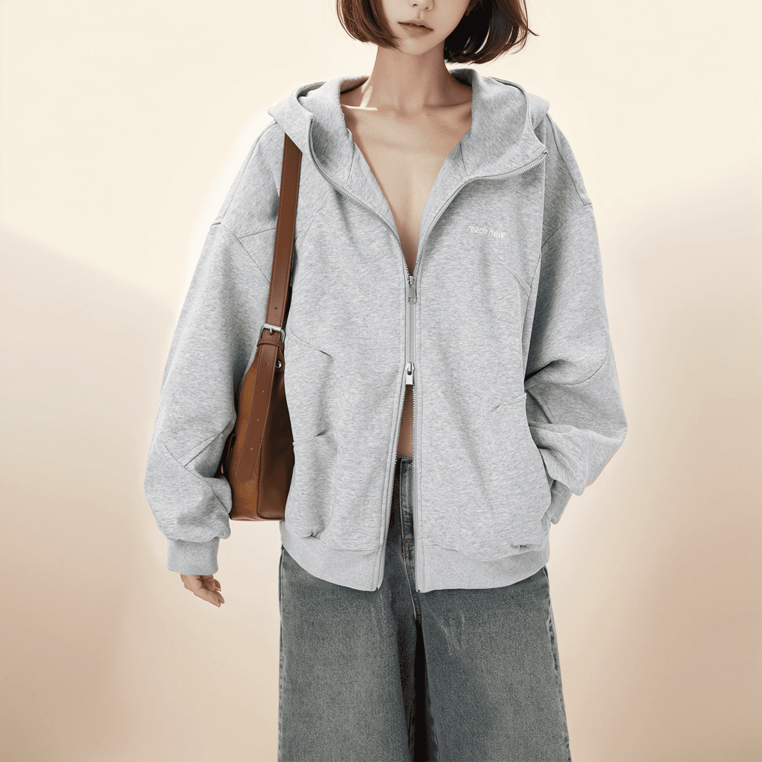 レディース スウェット オーバーサイズ ジップアップ パーカー