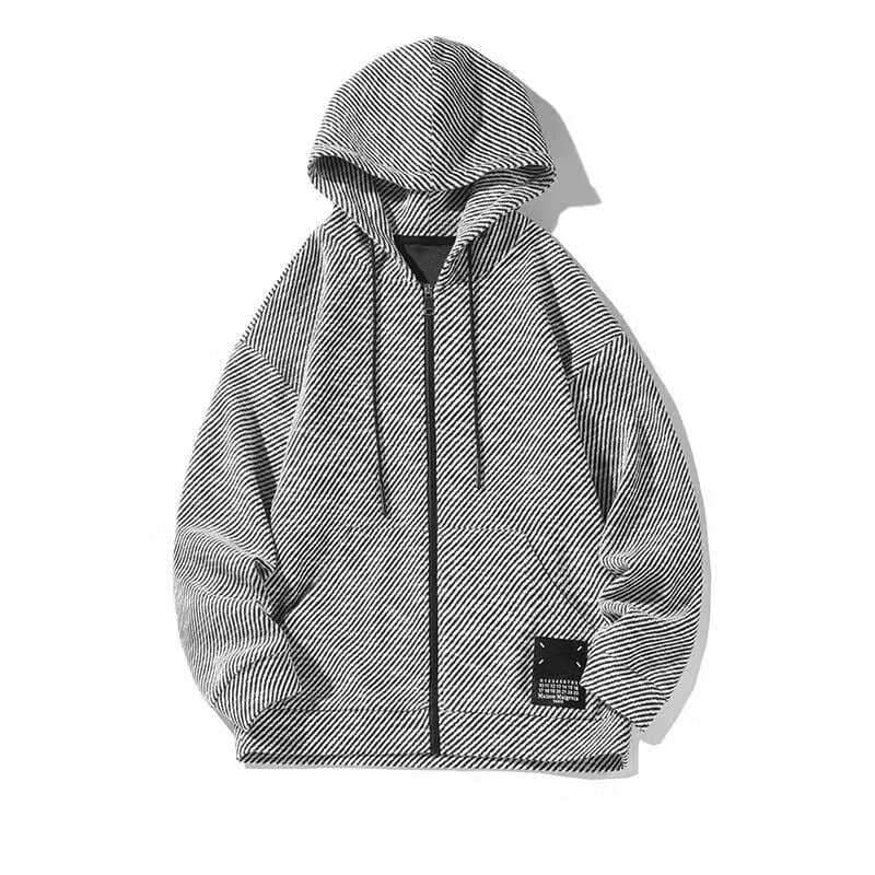 レディース スウェット オーバーサイズ ストライプ柄 ジップアップパーカー