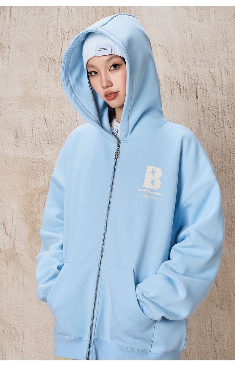 レディース スウェット BJHG オーバーサイズジップアップパーカー