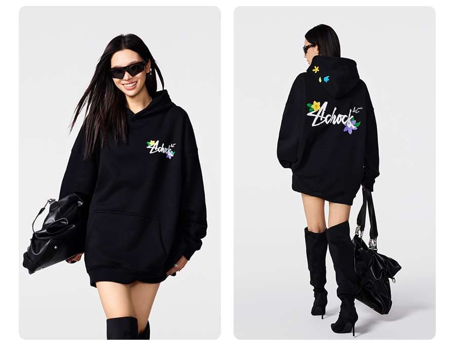 レディース スウェット アシュック フラワーロゴ パーカー