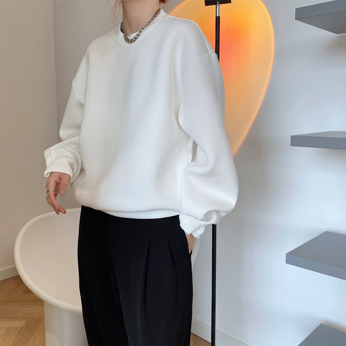ゆったりシルエット 裏起毛スウェット