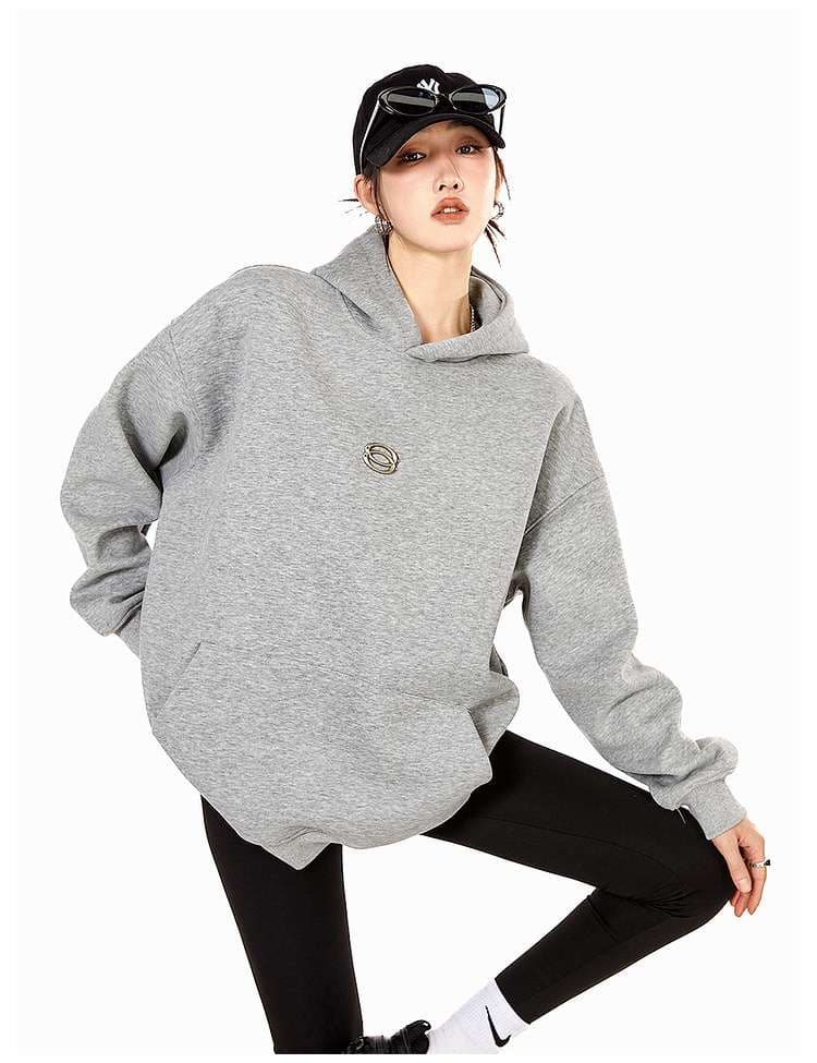 レディース スウェット オーバーサイズ ミニマルロゴ パーカー