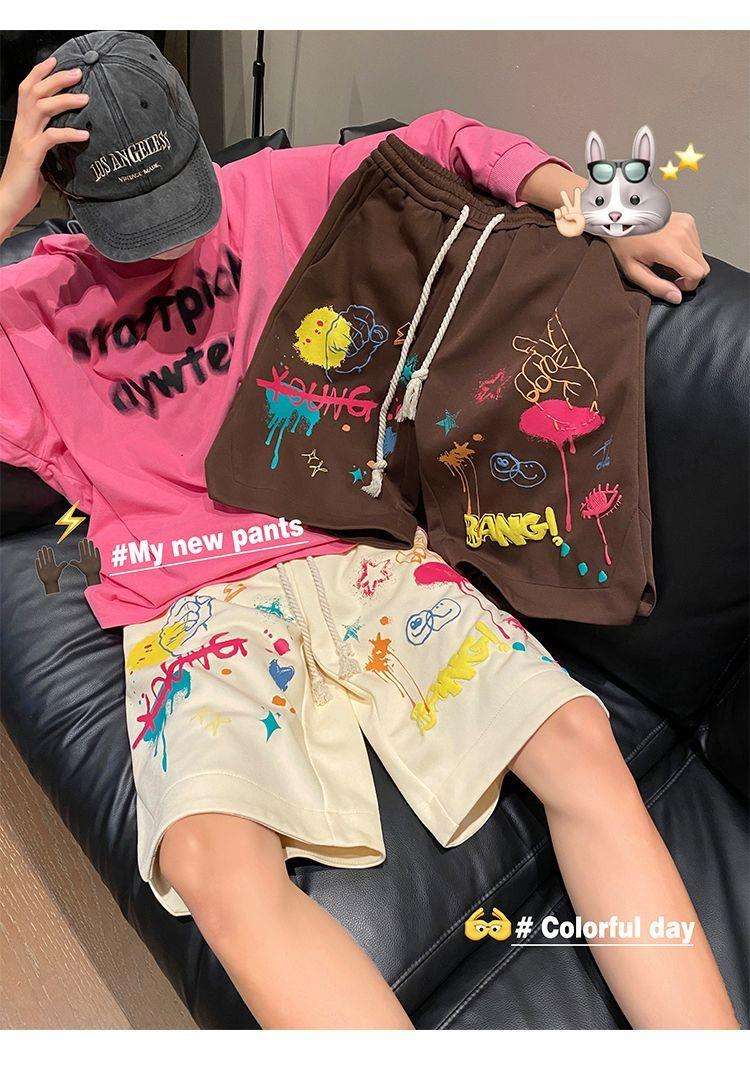 レディース カラフルグラフィティ柄スウェットパンツ