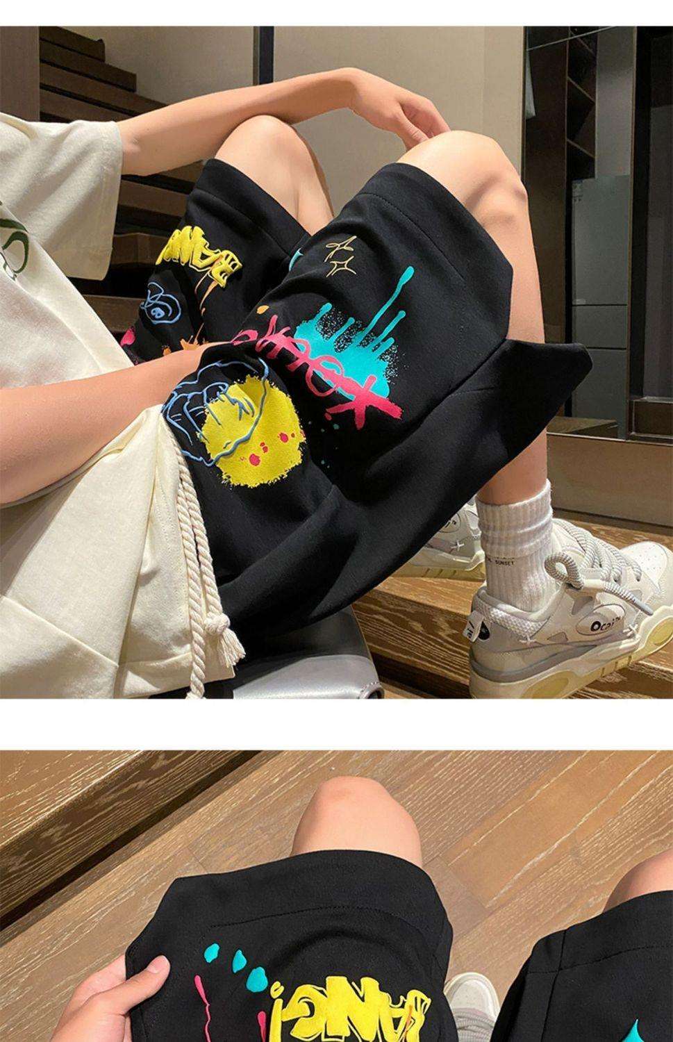 レディース カラフルグラフィティ柄スウェットパンツ