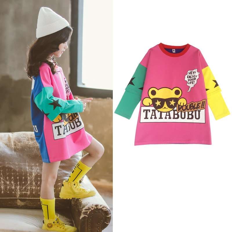 レディース スウェット カラフルポップ キッズ ロングTシャツワンピ
