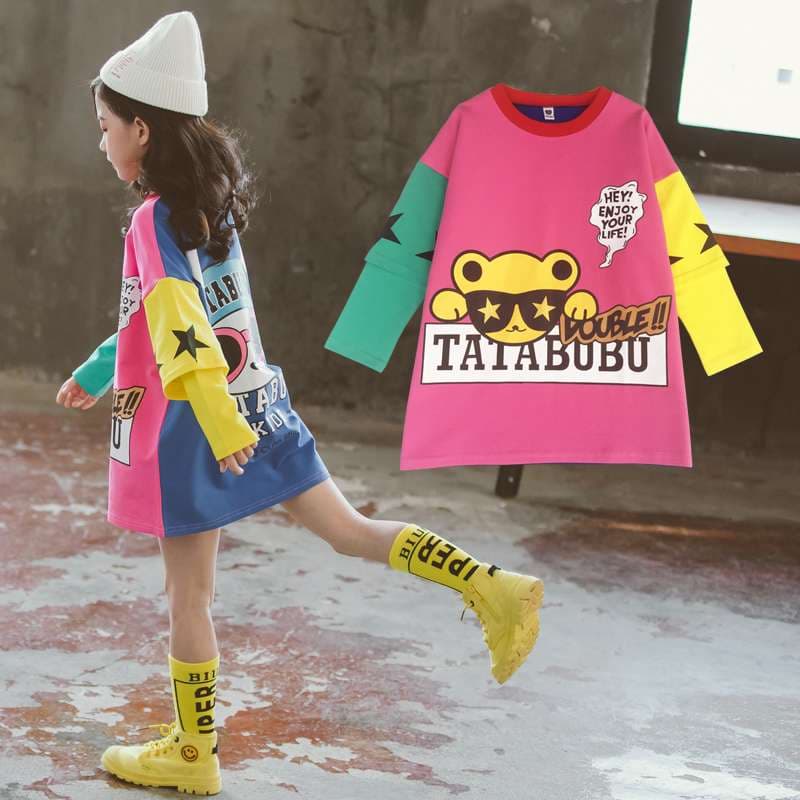 レディース スウェット カラフルポップ キッズ ロングTシャツワンピ
