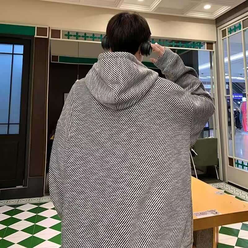 レディース スウェット オーバーサイズ ストライプ柄 ジップアップパーカー