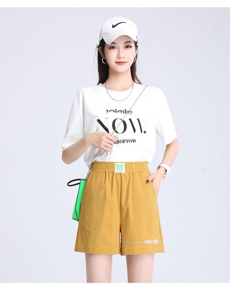 レディース スウェット マルチカラー スポーティ ワイドショートパンツ