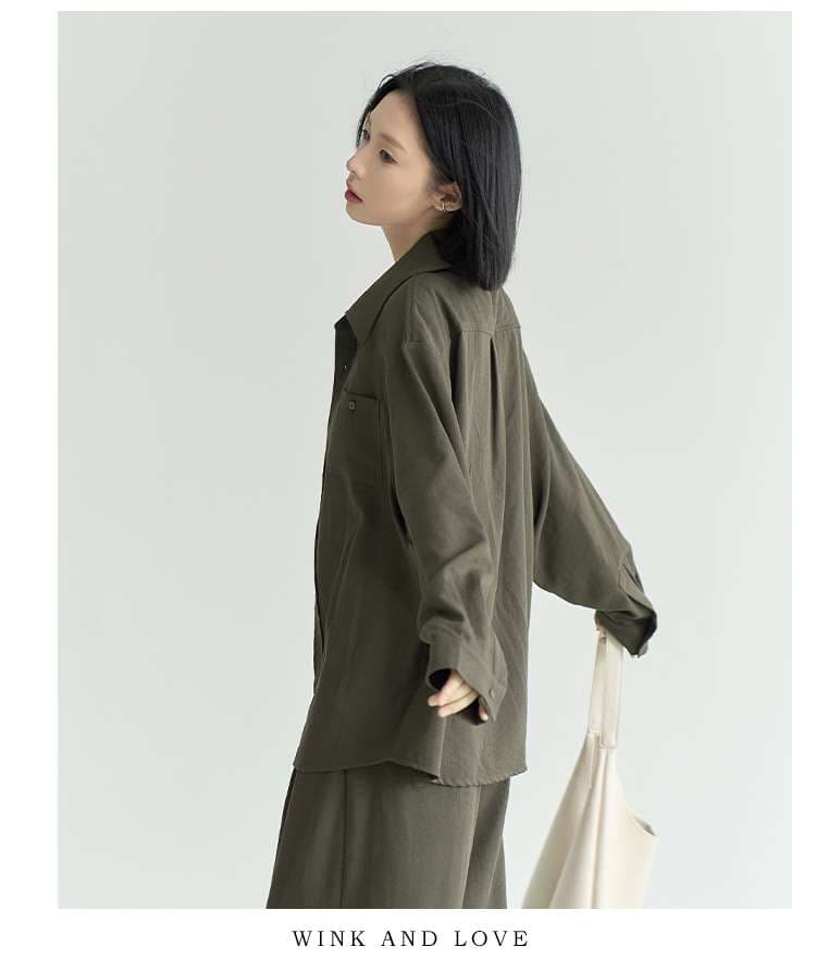 レディース スウェット ゆったりシルエットのシャツパンツセット