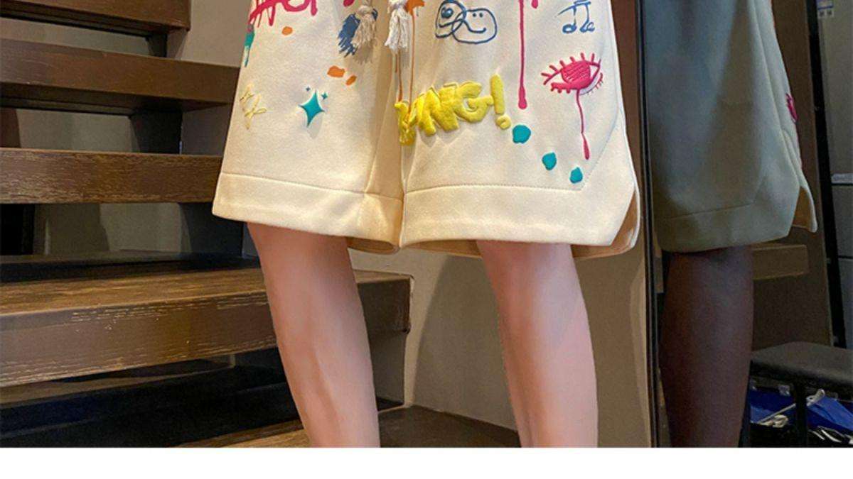 レディース カラフルグラフィティ柄スウェットパンツ
