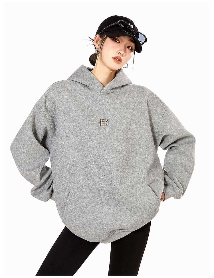 レディース スウェット オーバーサイズ ミニマルロゴ パーカー