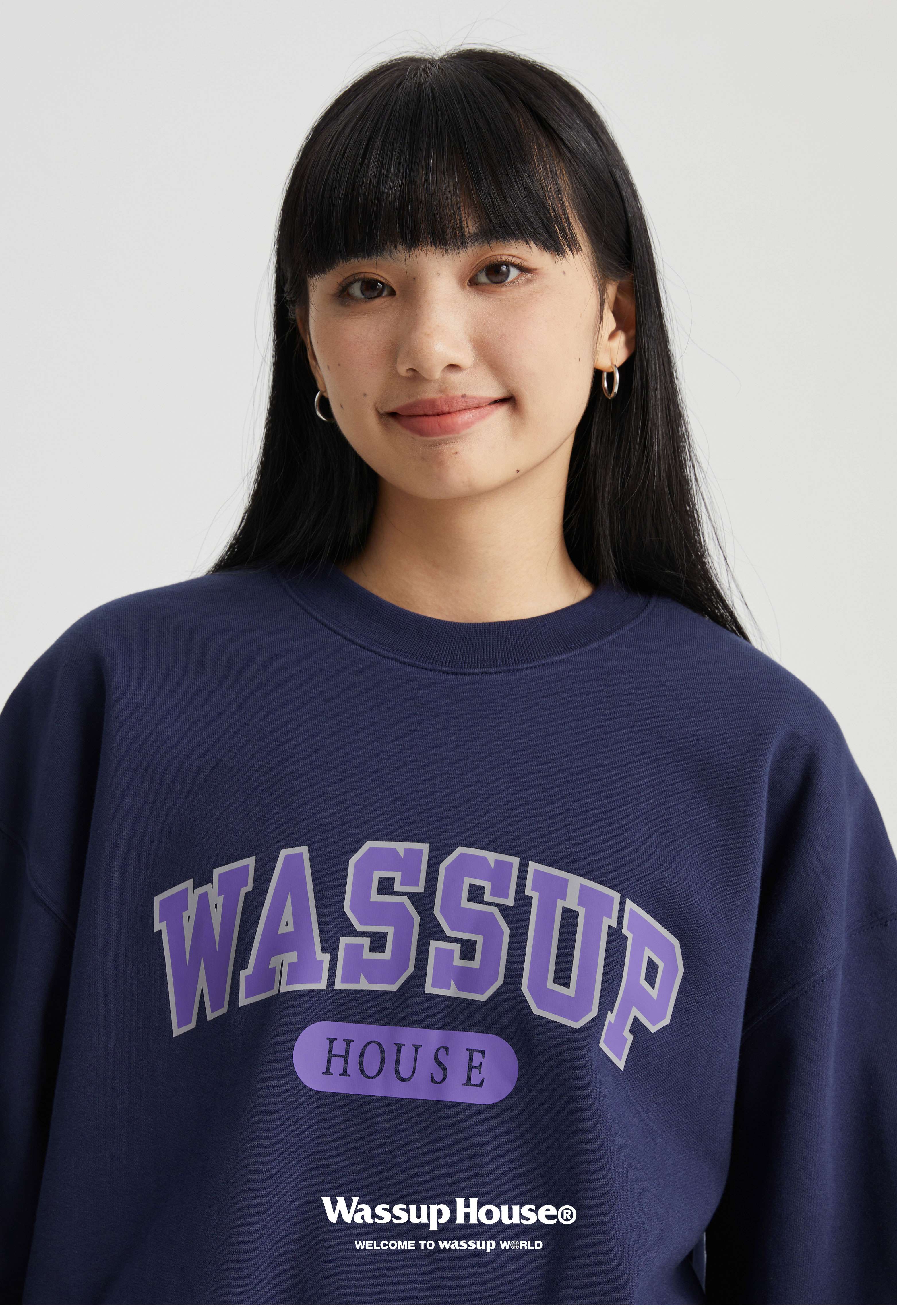 レディース ワッサップハウス カレッジロゴスウェット