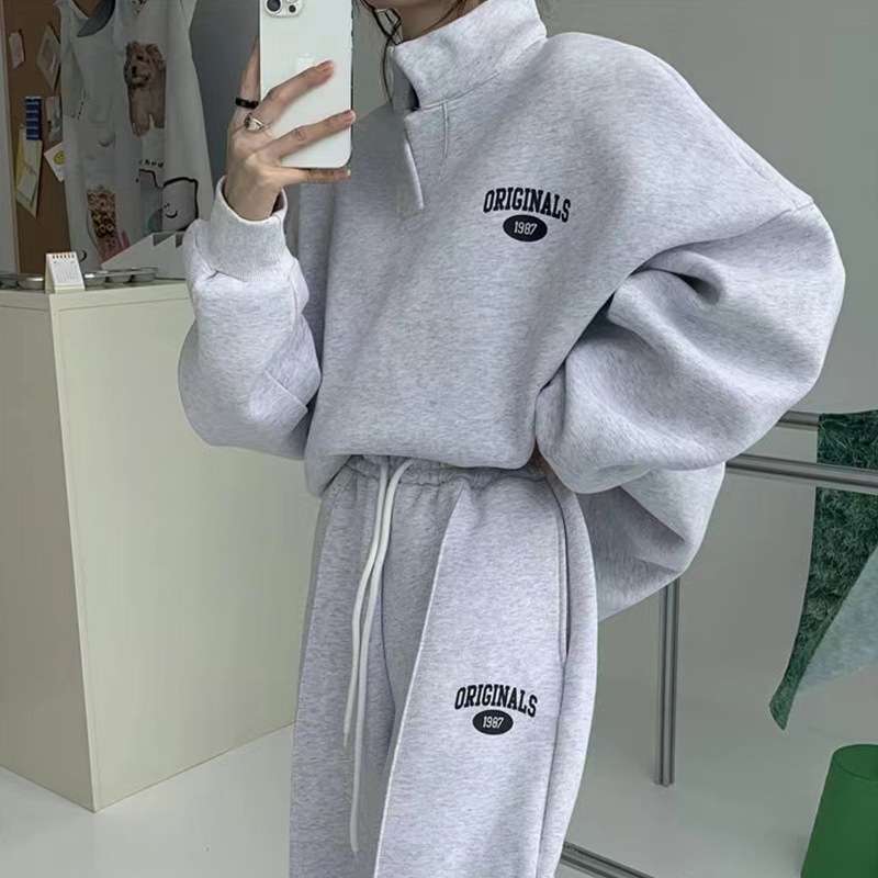 レディース リラックスフィット ハーフジップ スウェット セットアップ