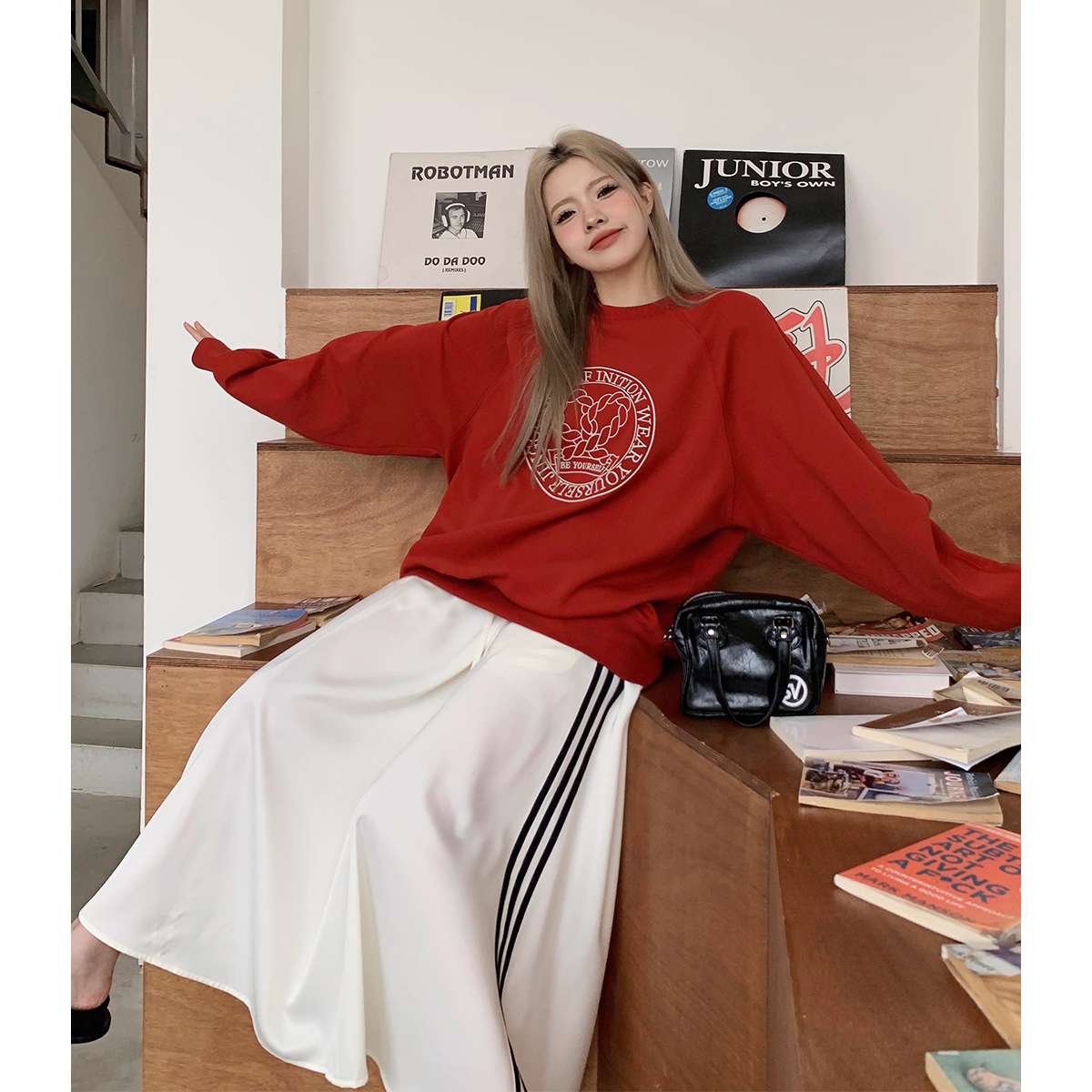 レディース デフィニション サークルロゴ オーバーサイズスウェット