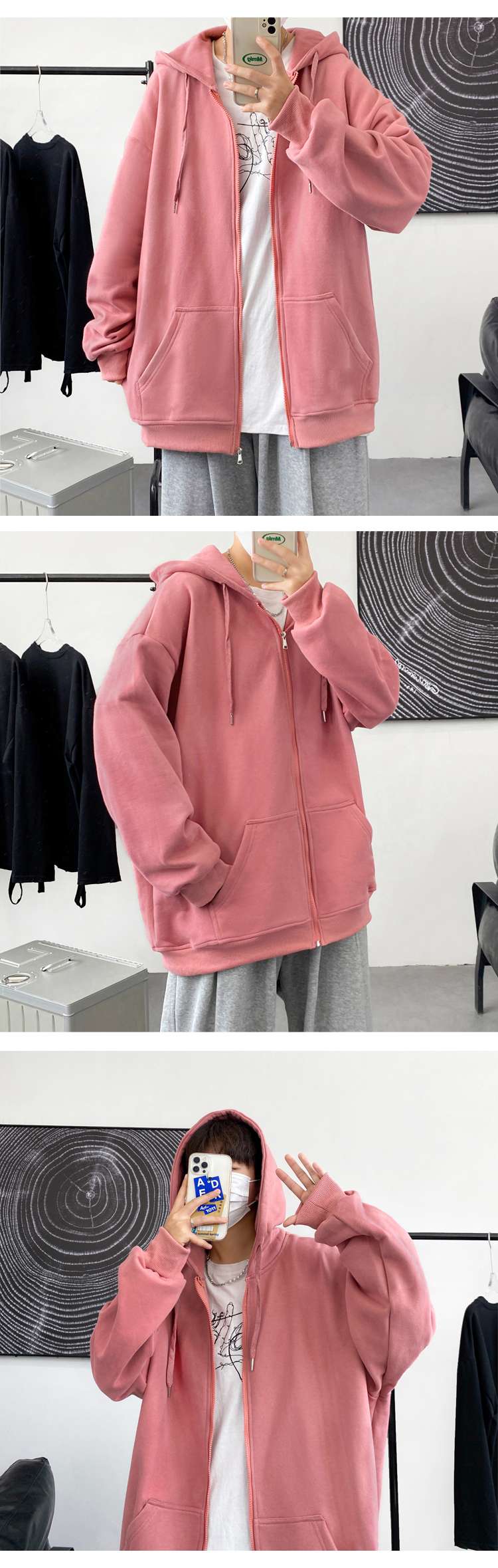 レディース スウェット オーバーサイズ ジップアップパーカー