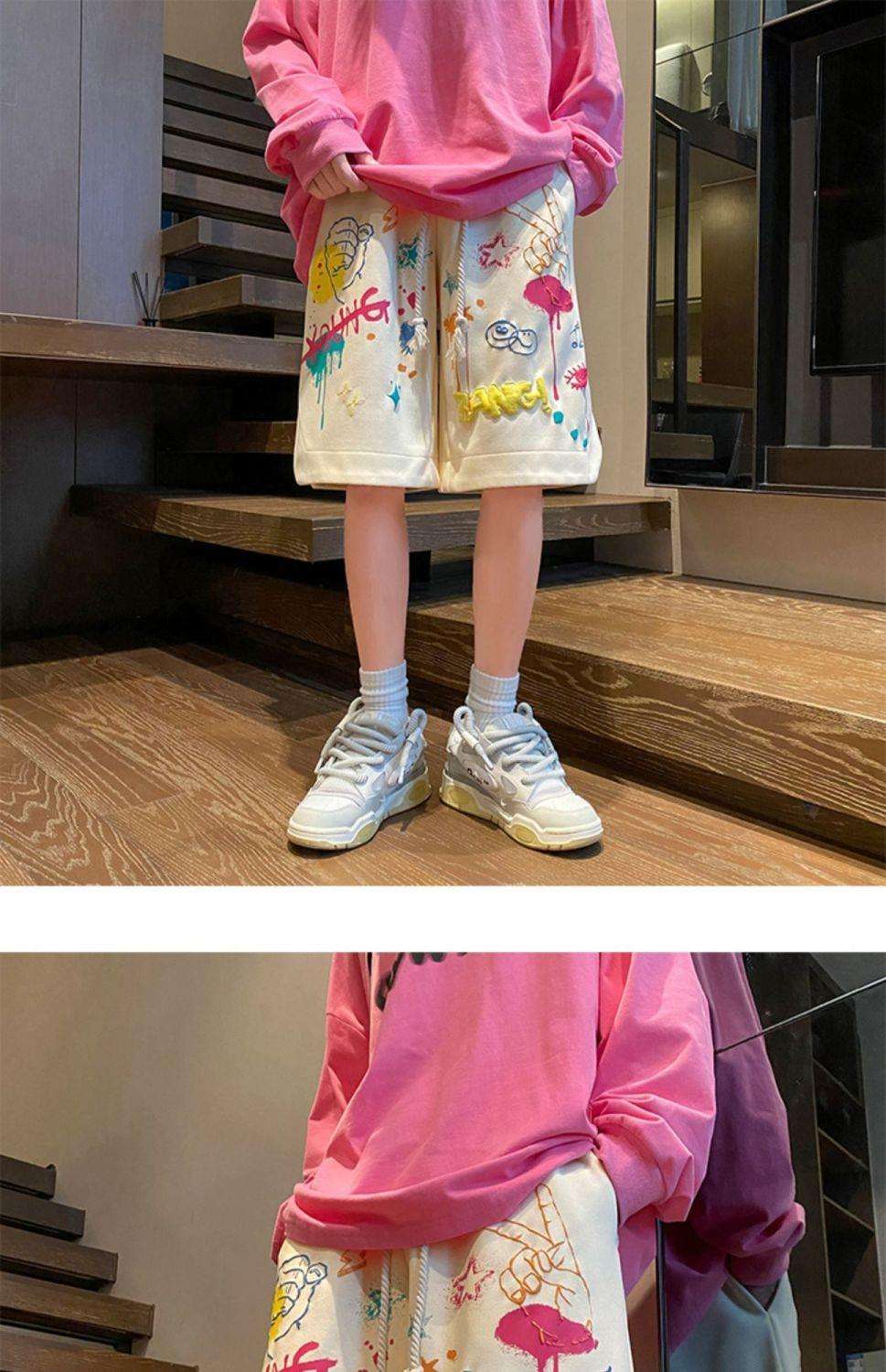 レディース カラフルグラフィティ柄スウェットパンツ
