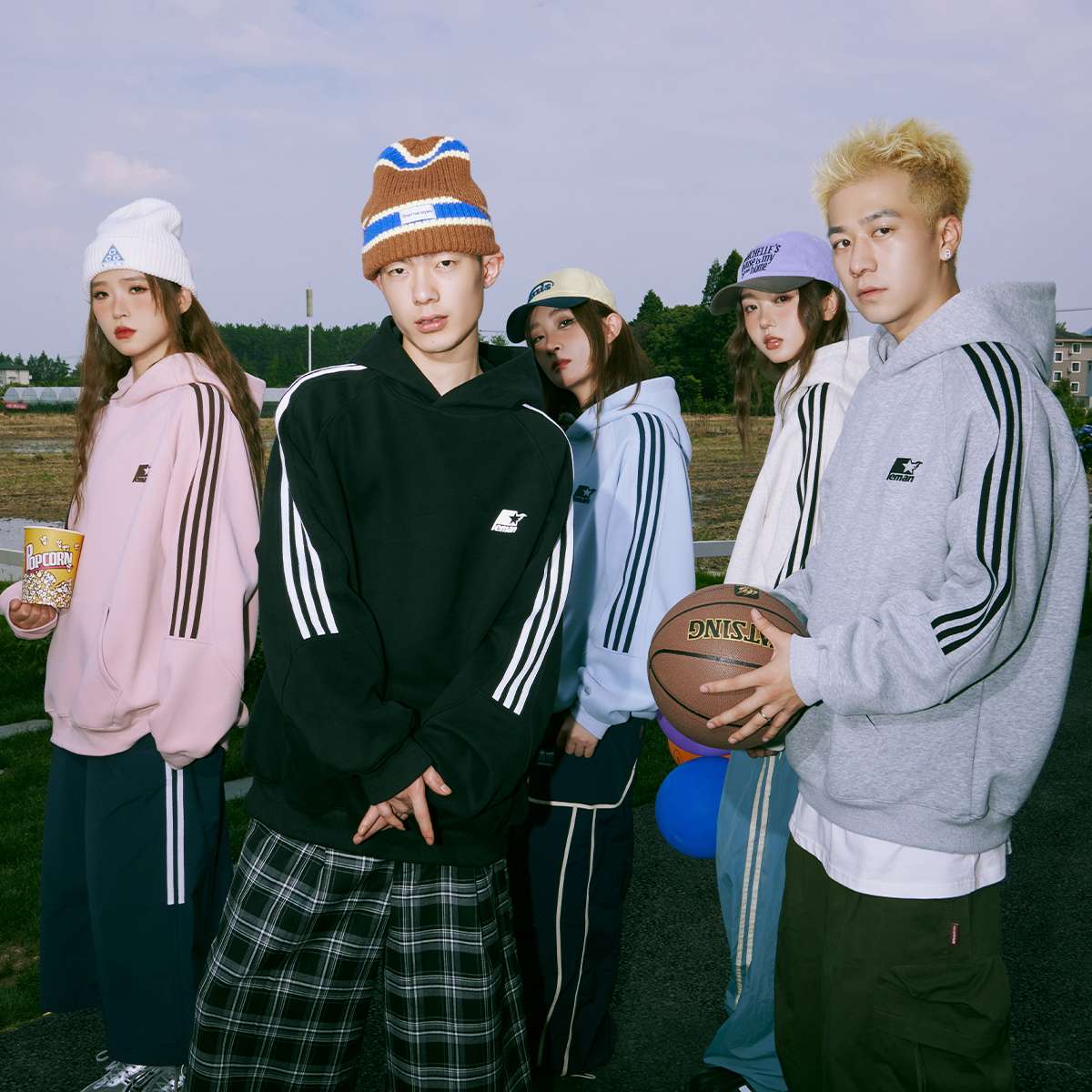 レディース スウェット マルチカラー ストライプ スポーツ パーカー