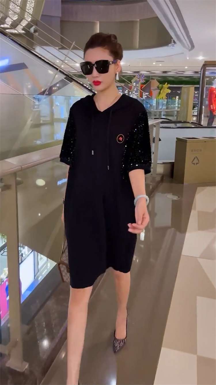 レディース スウェット スパークリングスリーブ フーディワンピース