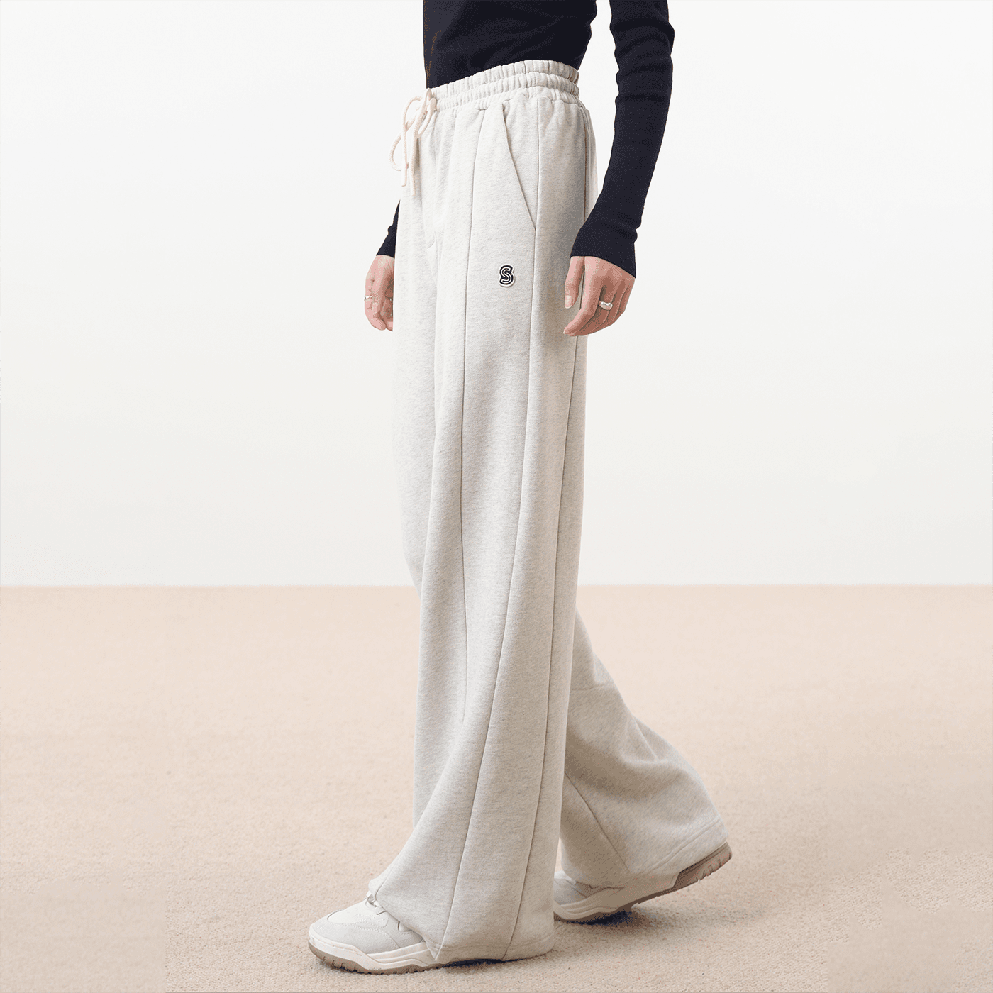 レディース リラックスワイドレッグスウェットパンツ
