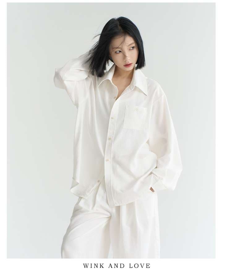 レディース スウェット ゆったりシルエットのシャツパンツセット