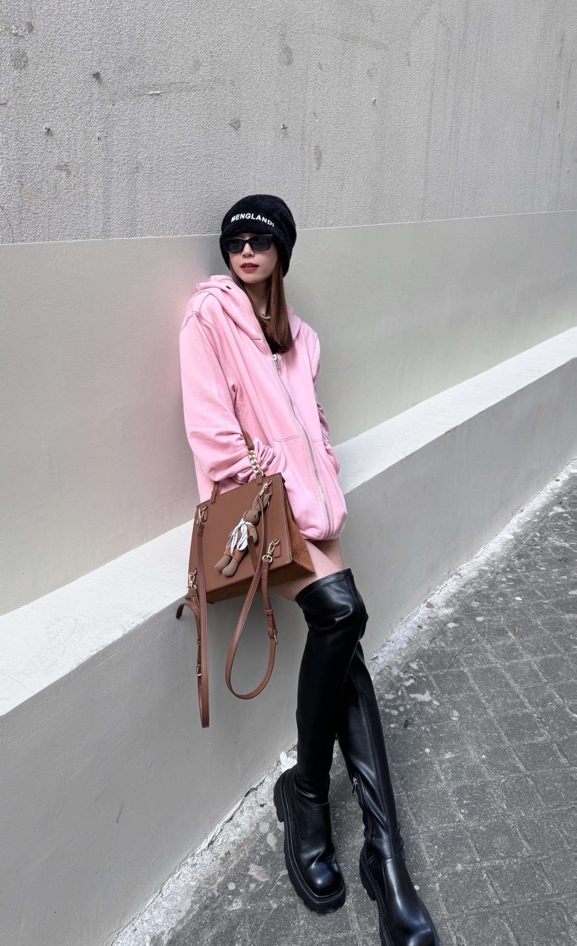 レディース フルジップ高襟フーディー スウェットジャケット