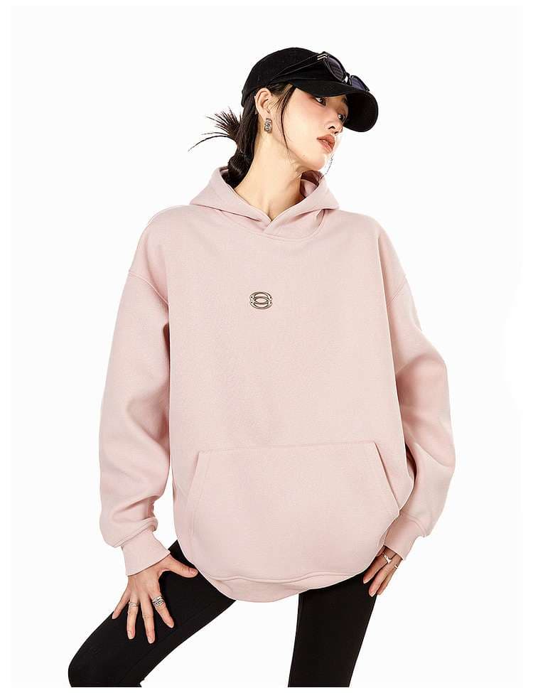 レディース スウェット オーバーサイズ ミニマルロゴ パーカー