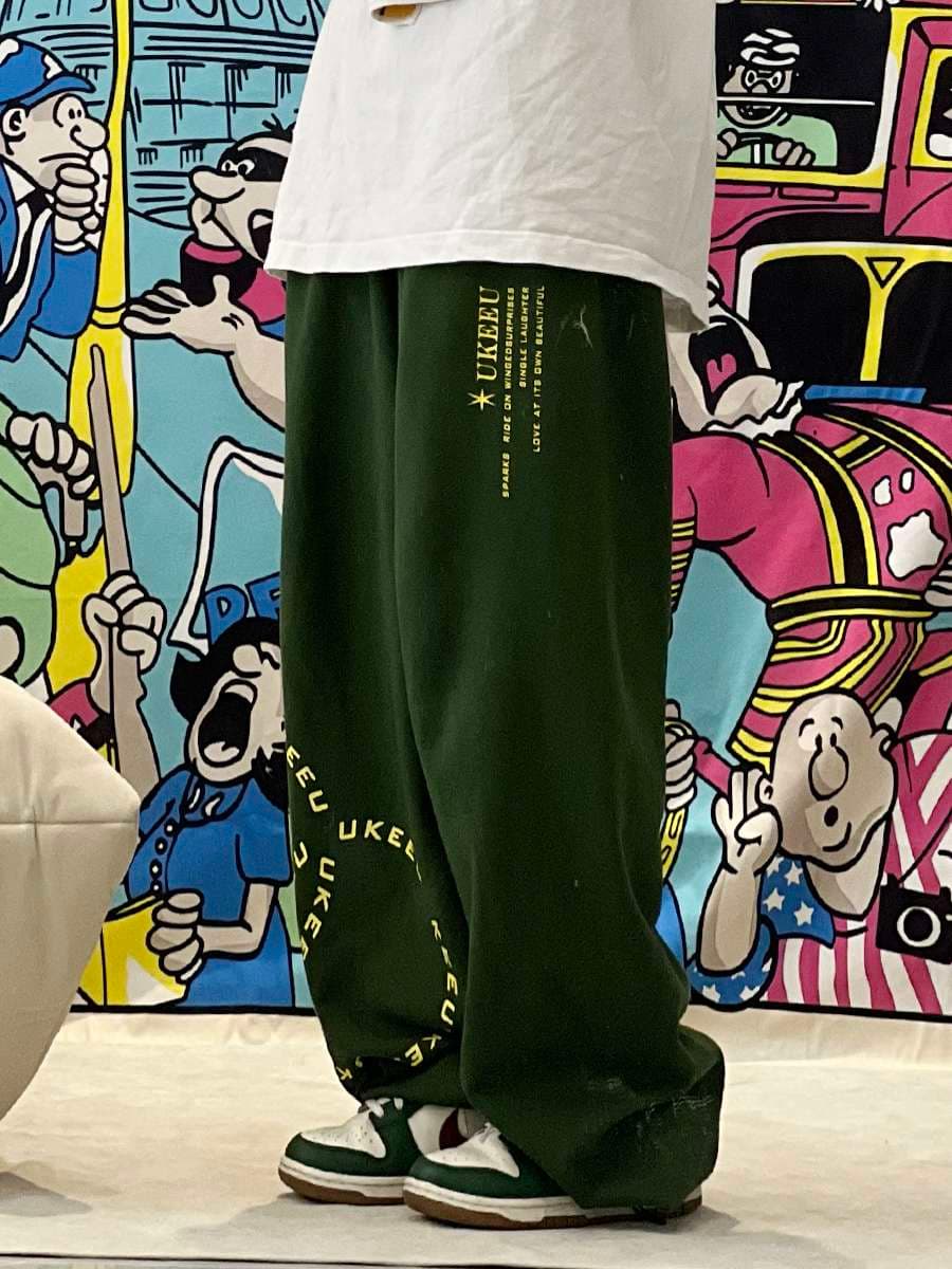 レディース UKEEUロゴ入りワイドスウェットパンツ