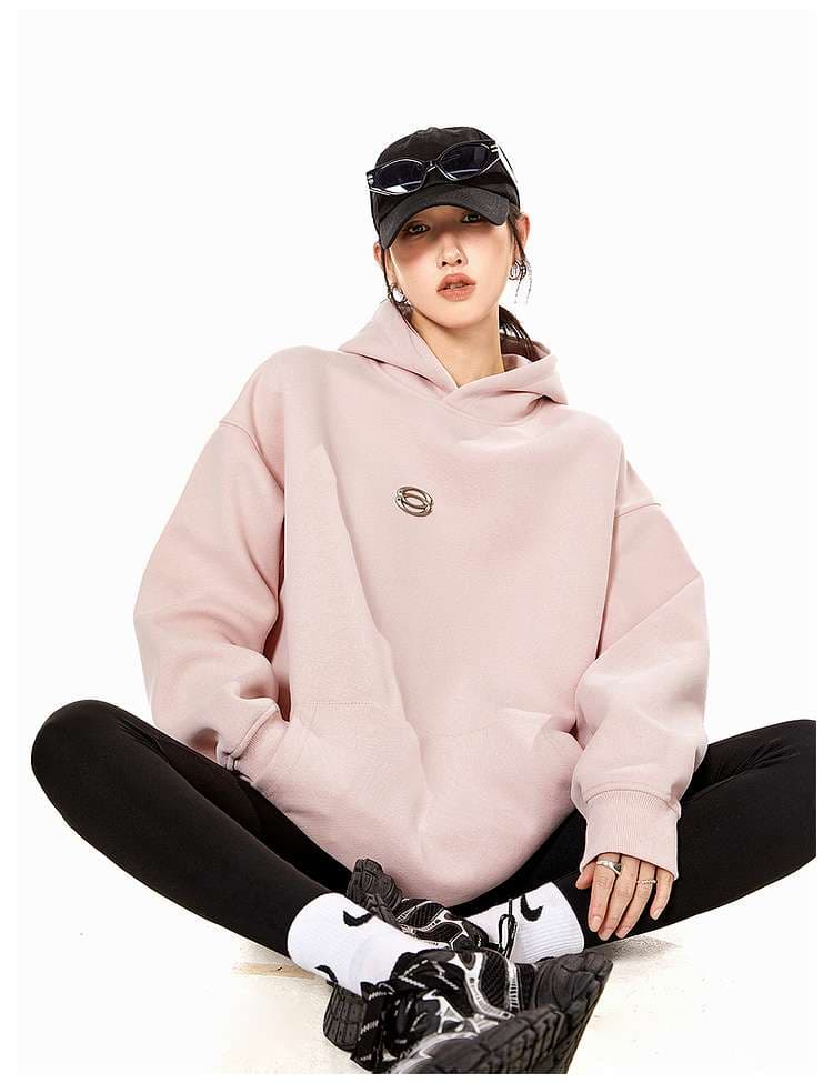 レディース スウェット オーバーサイズ ミニマルロゴ パーカー