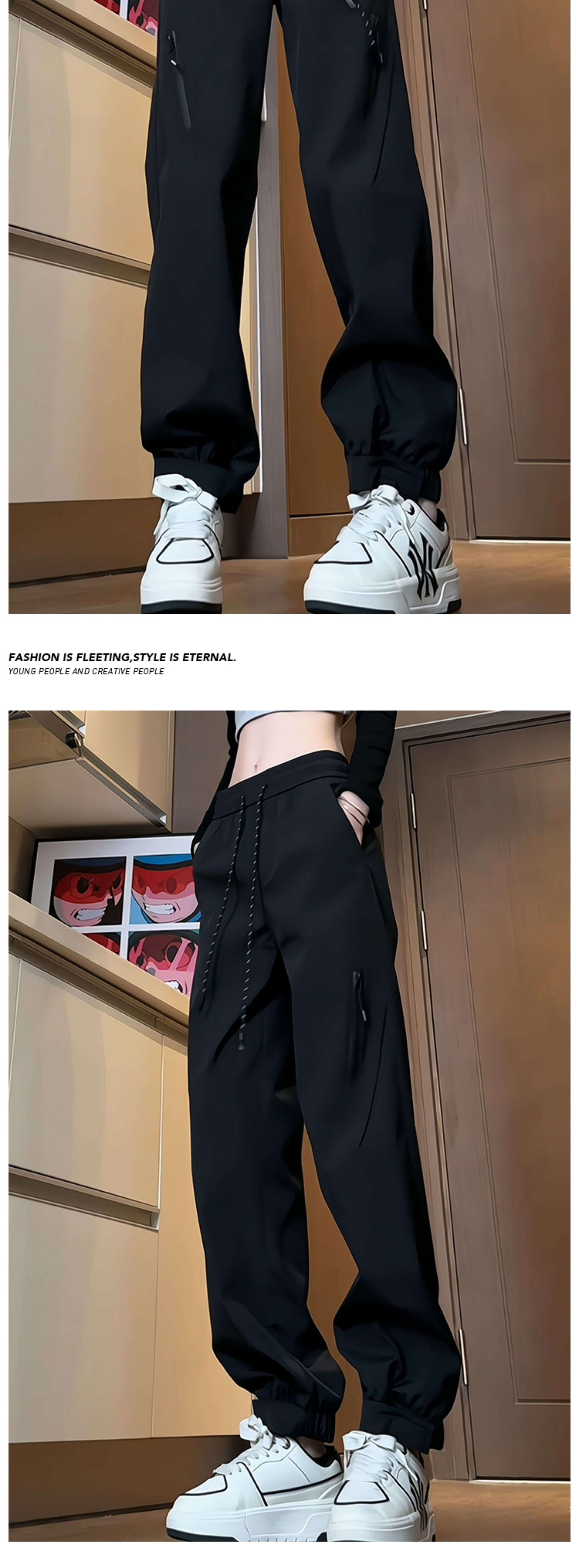 レディース サイドジップ付きカジュアルスウェットパンツ