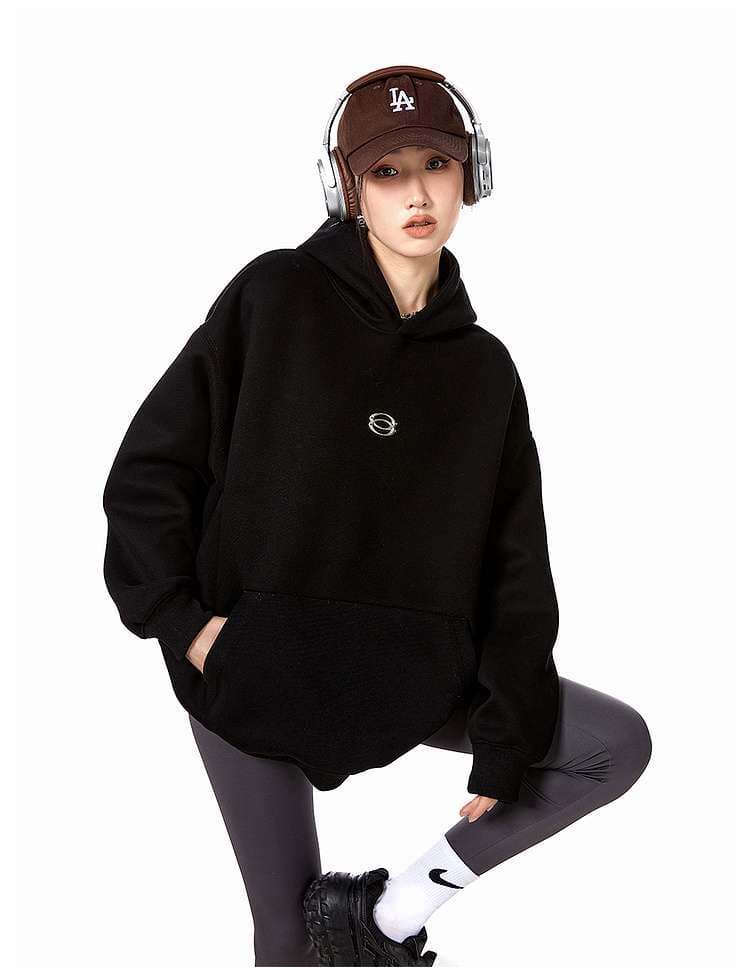 レディース スウェット オーバーサイズ ミニマルロゴ パーカー