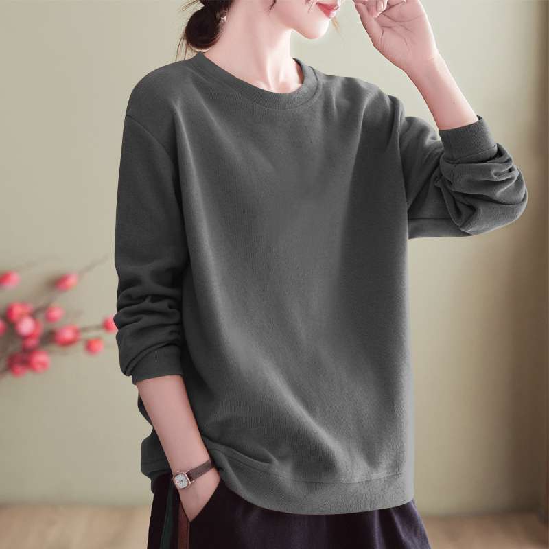 レディース スウェット シンプル ラウンドネック プルオーバー