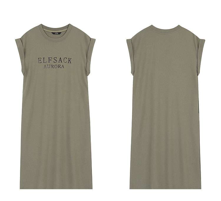 レディース スウェット ELFSACKロゴ入りカジュアルTシャツワンピース