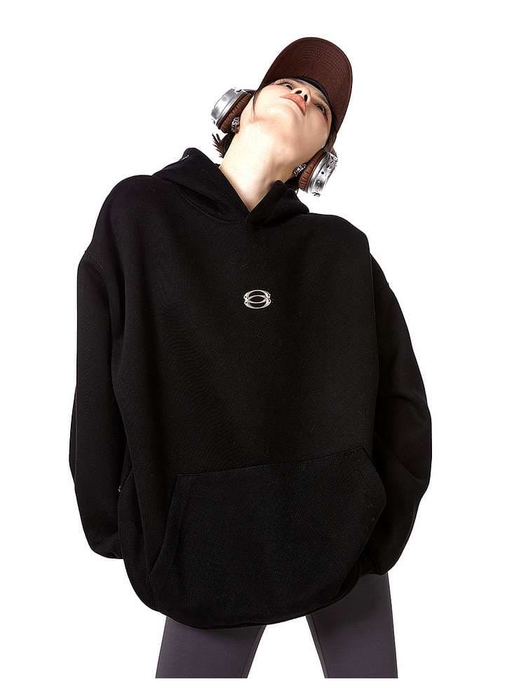 レディース スウェット オーバーサイズ ミニマルロゴ パーカー
