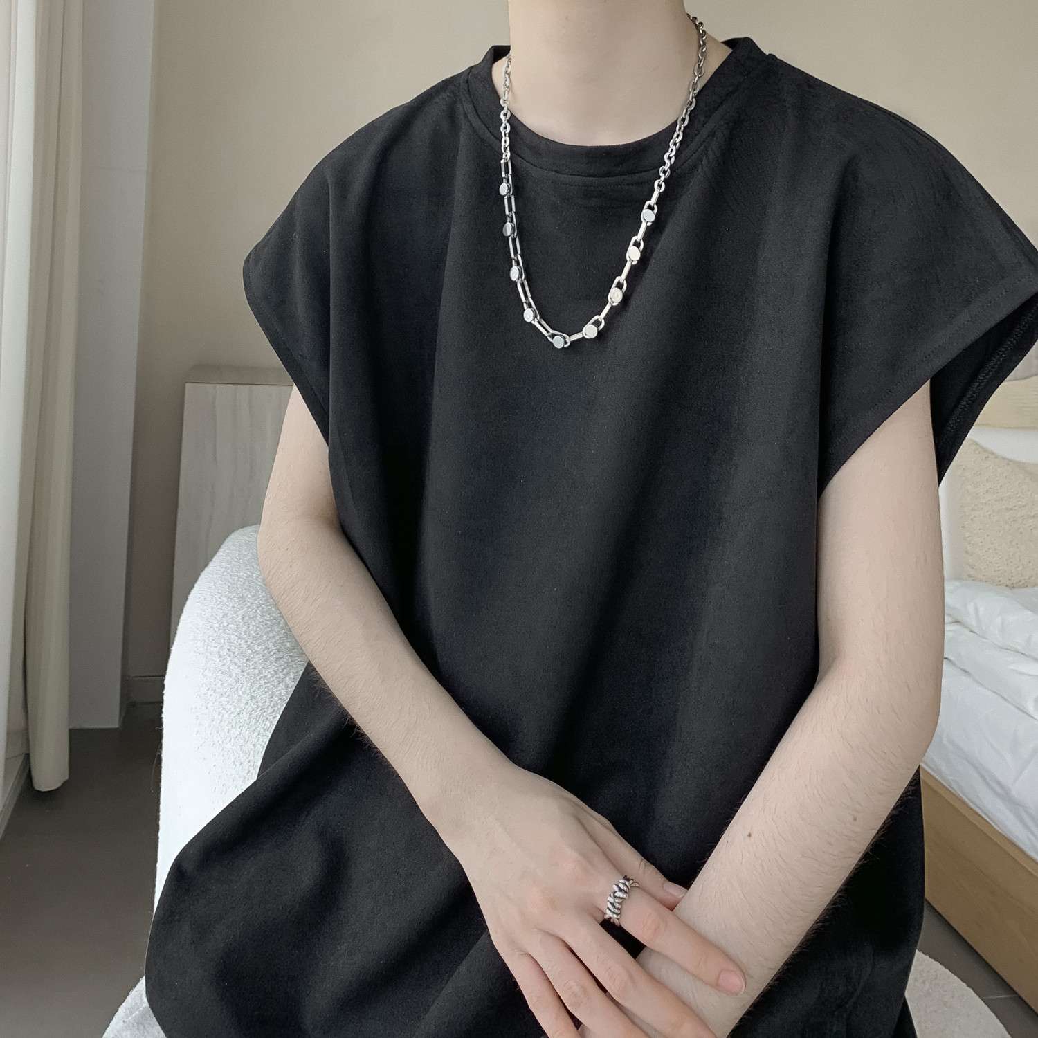 レディース スウェット オーバーサイズ ノースリーブ Tシャツ