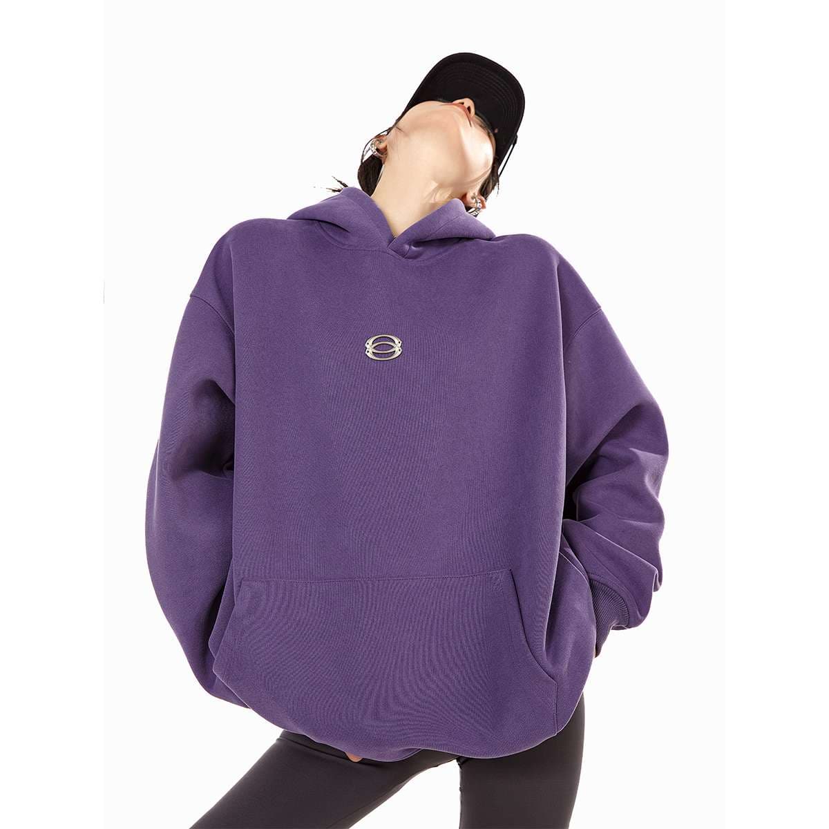 レディース スウェット オーバーサイズ ミニマルロゴ パーカー