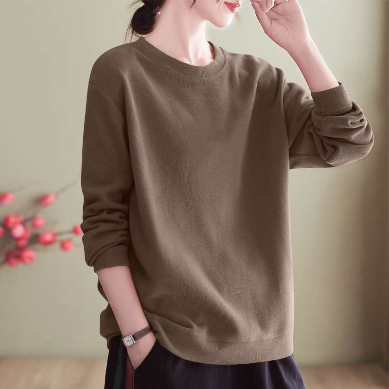 レディース スウェット シンプル ラウンドネック プルオーバー