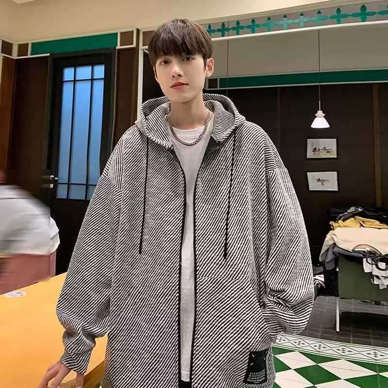 レディース スウェット オーバーサイズ ストライプ柄 ジップアップパーカー