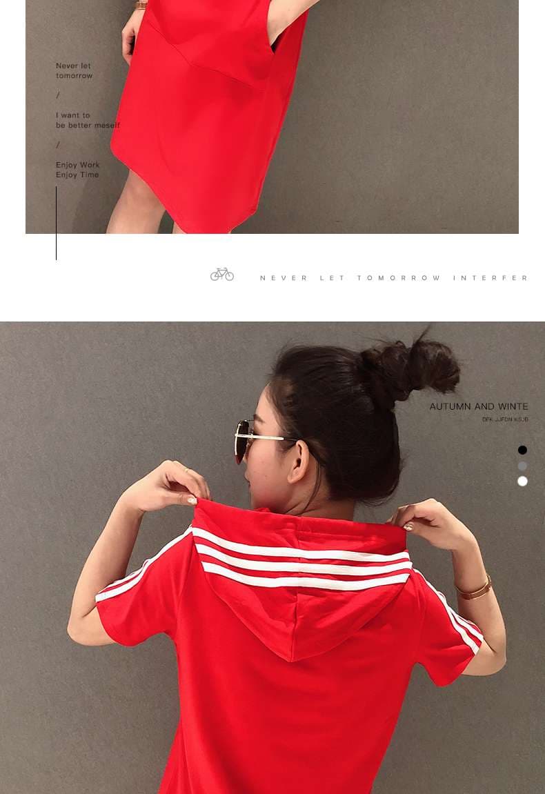 レディース スウェット スポーティーシックフード付きTシャツワンピース