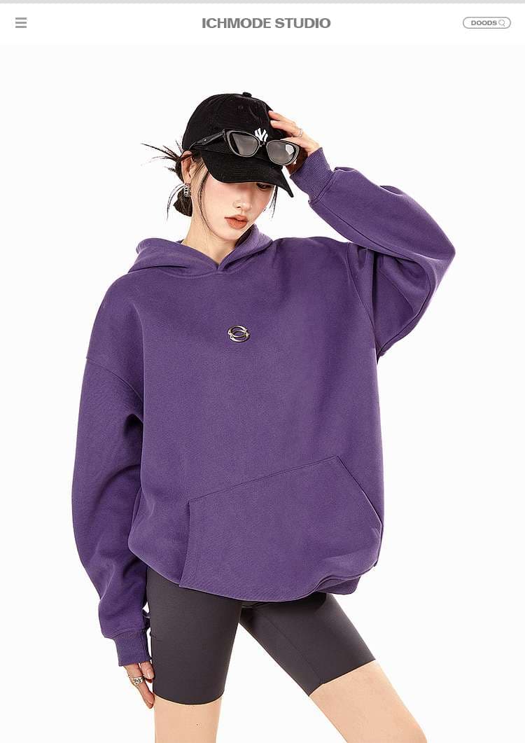 レディース スウェット オーバーサイズ ミニマルロゴ パーカー