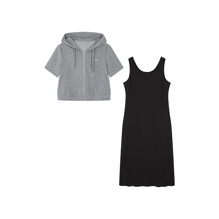 レディース スウェット リラックスフーディ＆マキシワンピースセット
