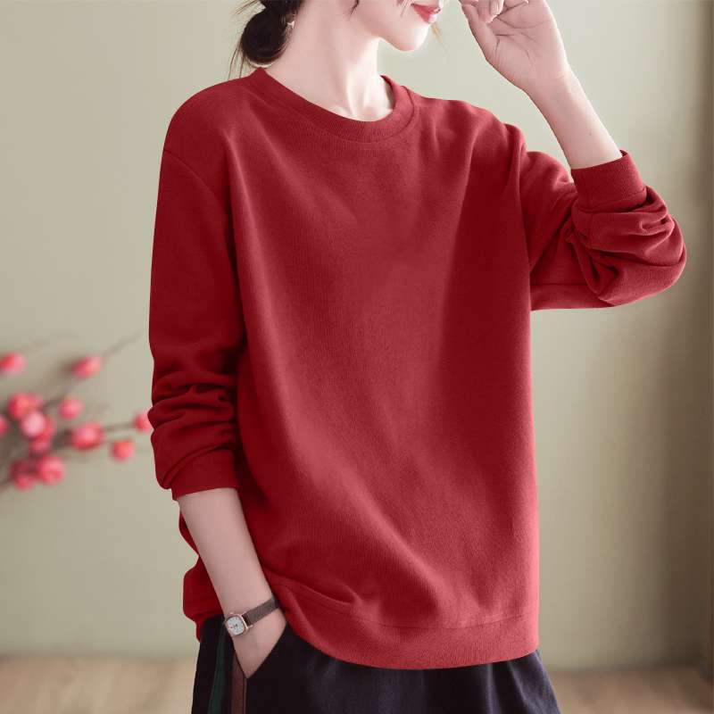 レディース スウェット シンプル ラウンドネック プルオーバー